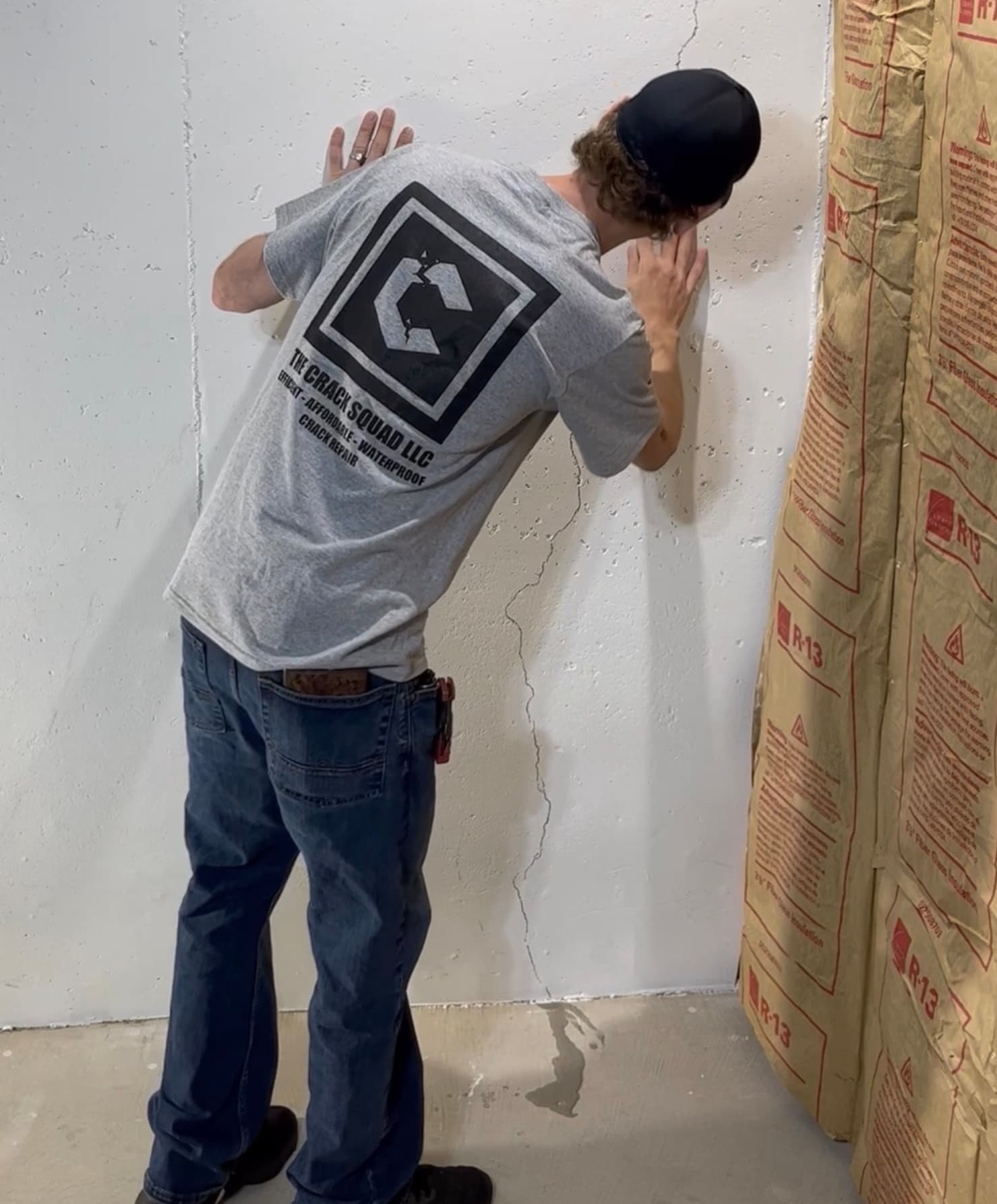 Technician performing crack repair